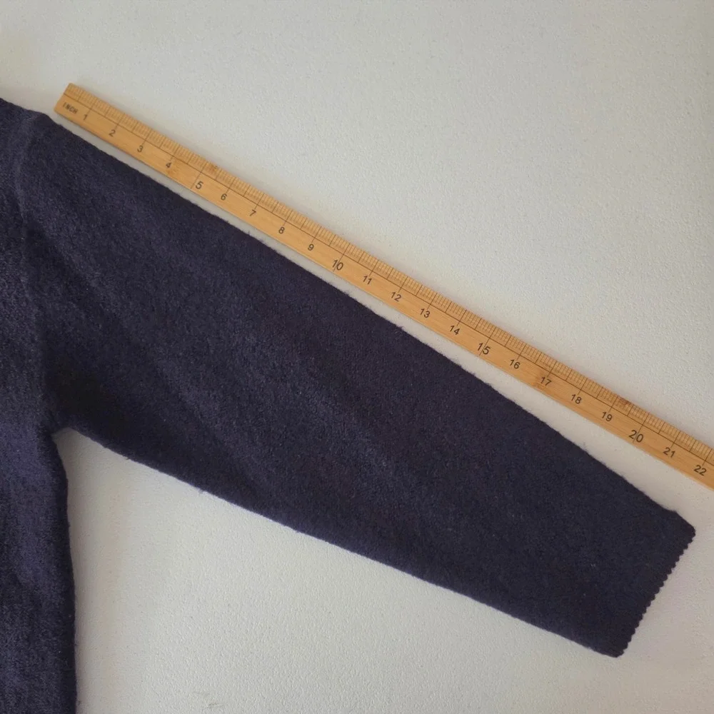 Vintage Sag Harbor 100% Wool Cardigan Sweater Womens M Navy Preppy Dark Academia